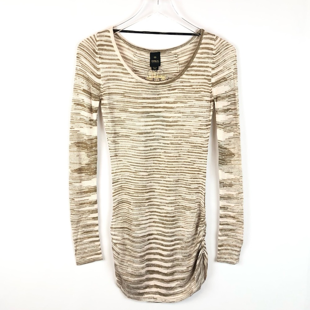 Only Luxury Collection Beige Striped Tunic Sweater